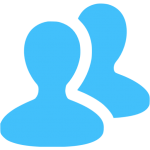 Blue silhouette of 2 people