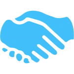 Blue silhouette of a handshake