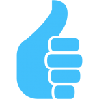 Blue silhouette of a thumbs up